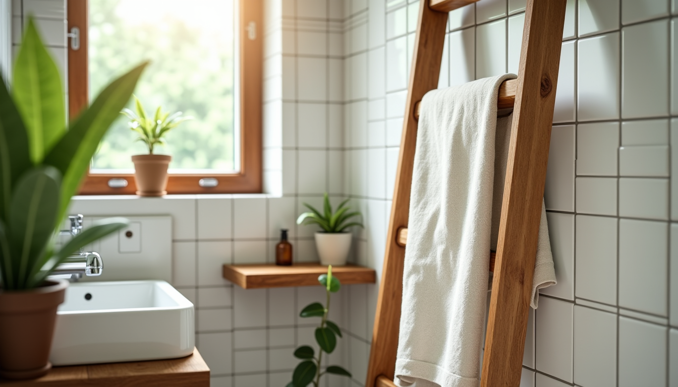 Illustration : la salle de bain, souvent plus petite, demande — transformer votre intérieur avec des objets recyclés ?