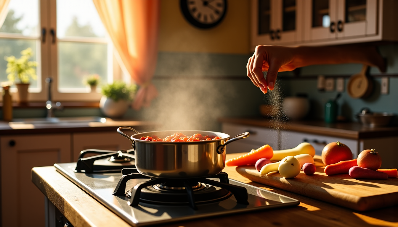 secrets de la cuisine maison : astuces pour des plats savoureux — pincée de sucre dans sauce tomate, oignons caramélisés,