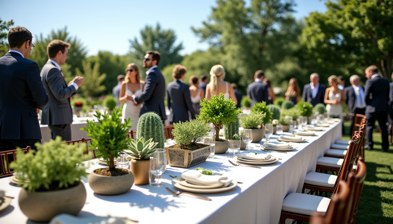 Illustration : l'intégration de plantes en pot, de succulentes ou — 7 idées pour sublimer votre mariage avec une décoration unique