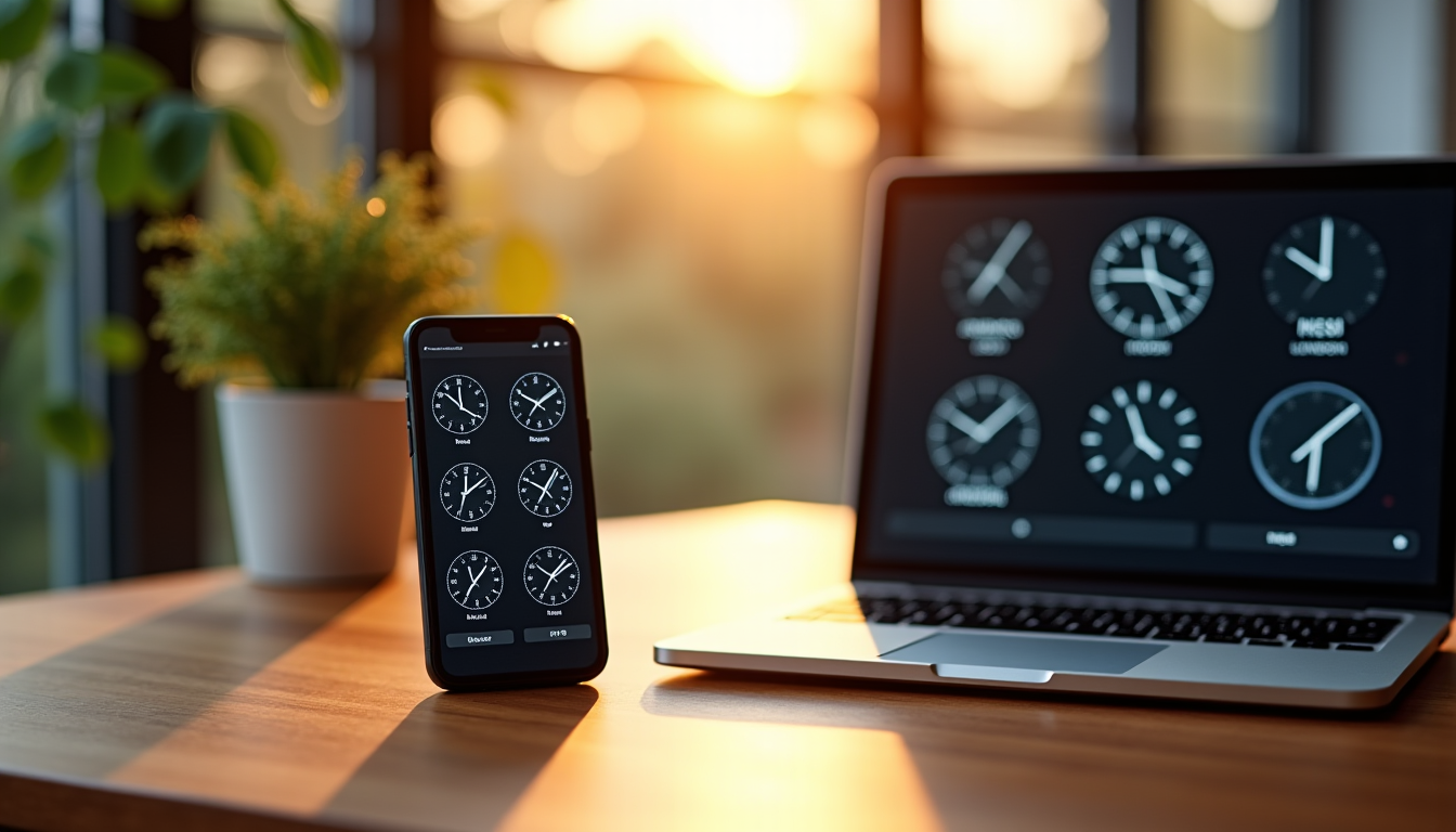Illustration : de plus, l'utilisation des widgets sur votre t&eacute;l&eacute;phone &mdash; time zone converter : l'outil ultime pour synchroniser vos horloges mondiales
