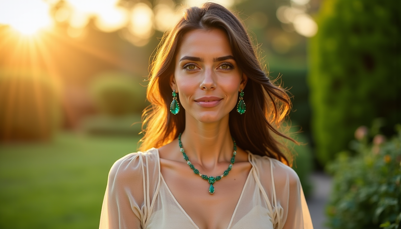 Illustration : pensez aux matériaux naturels pour vos vêtements : — assortir vos bijoux en émeraude avec votre garde-robe ?