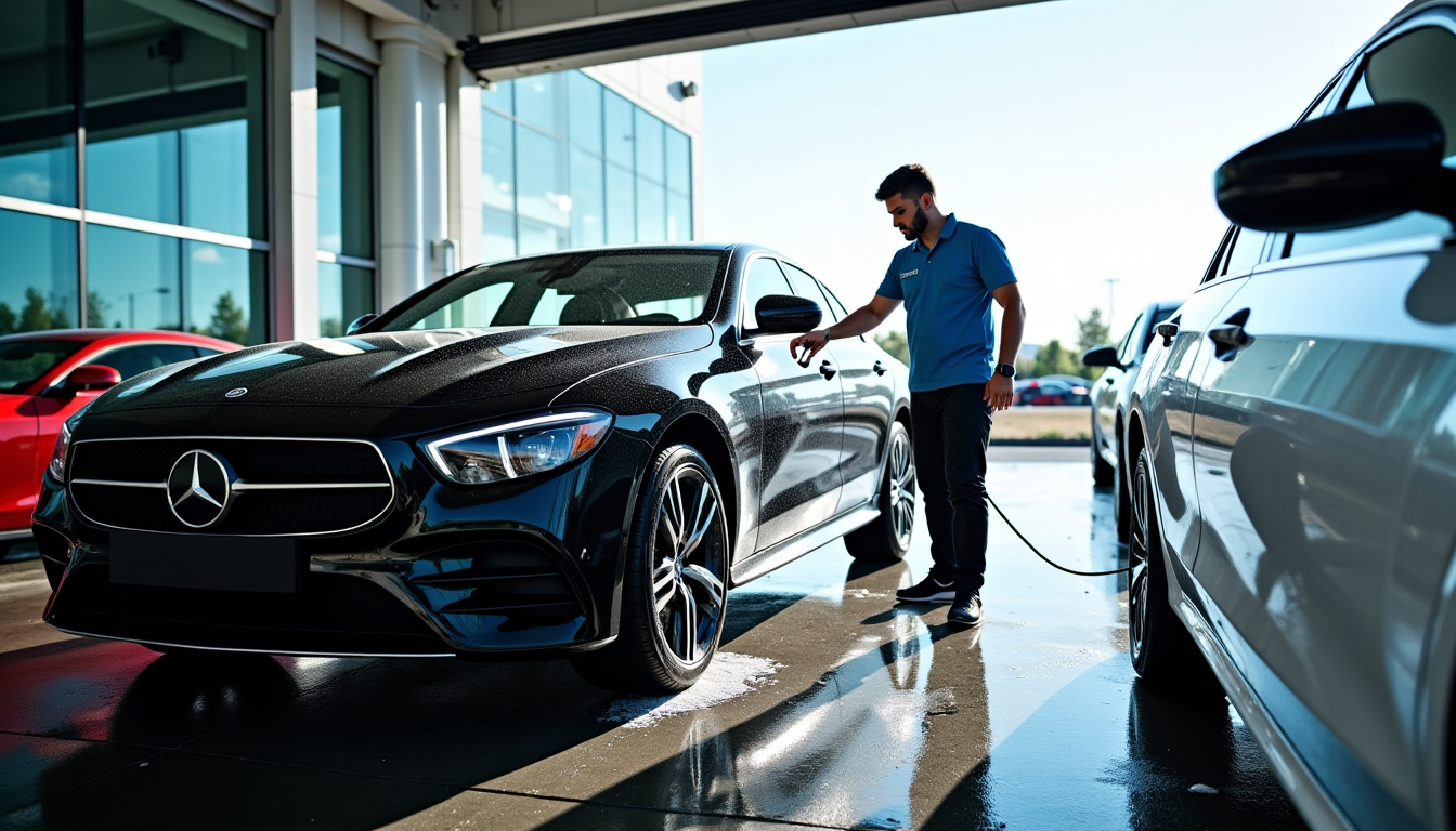 Illustration : on d'eau dans les systèmes sensibles, assurant ainsi — tendances du nettoyage automobile moderne