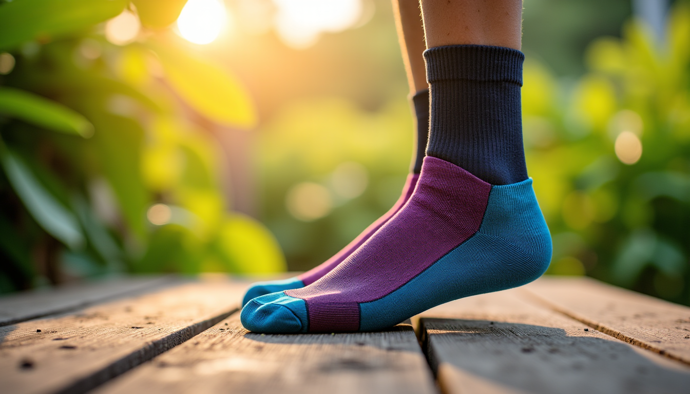 Illustration : durabilité synthétique, conçu pour le sport et les — chaussettes respirantes pour garder vos pieds au frais toute la journée