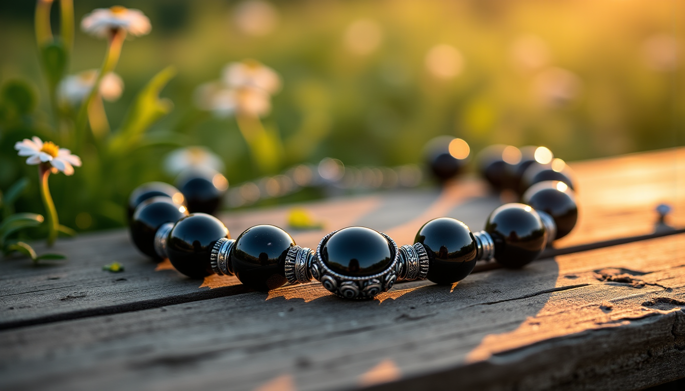 Illustration : « l'obsidienne, avec son éclat sombre, est une — bijoux en obsidienne : l'accessoire intemporel qui allie style et caractère