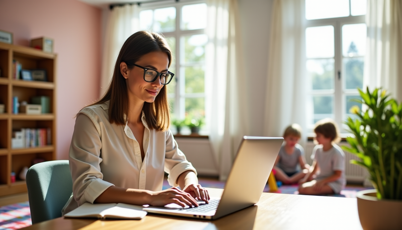 Illustration : la garde d'enfants représente souvent une contrainte majeure. — conciliation réussie entre carrière et vie familiale