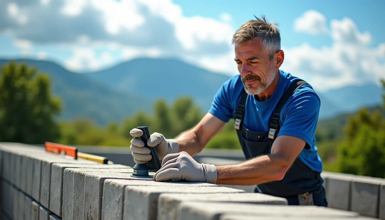 Illustration : la régularité des joints est également un signe — monter soi meme un mur en parpaing