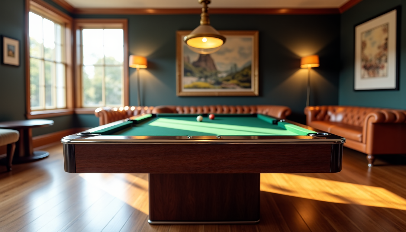 Illustration : les finitions sont nombreuses : bois brut, laqué, — billard américain, billard convertible ou billard français : comment choisir sa table ?