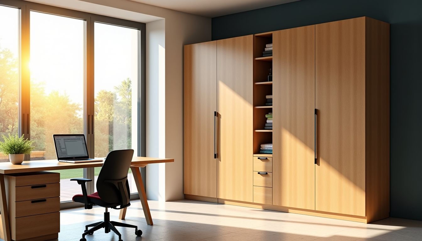 Illustration : permettent de superposer et de diviser l'espace, optimisant — optimisez votre espace de travail avec une armoire fonctionnelle