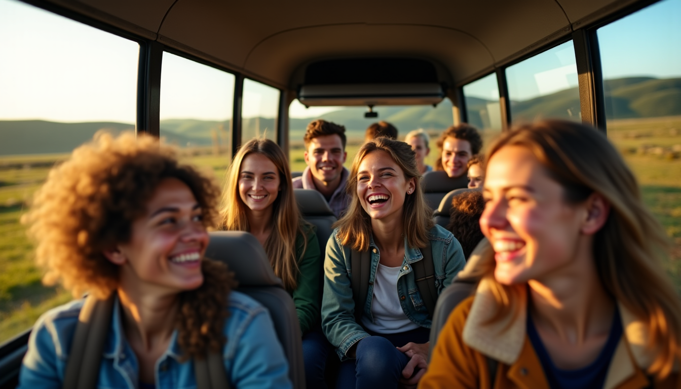 Illustration : « voyager ensemble, c'est bien plus qu'un simple — louer un bus et minibus avec chauffeur pour voyager sereinement en groupe