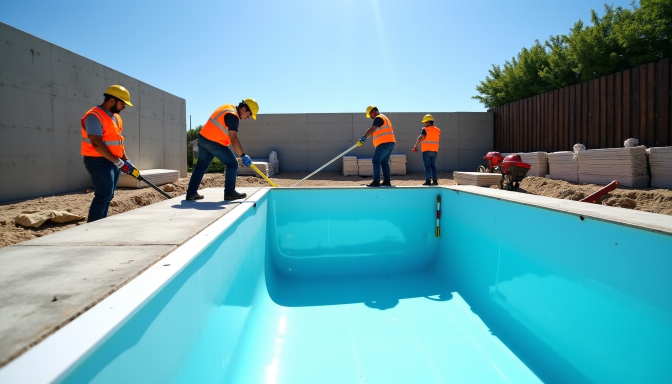 construction piscine sur-mesure : pourquoi choisir un pisciniste expert en coque polyester et béton armé — sa structure monobloc, généralement en polyester renforcé de