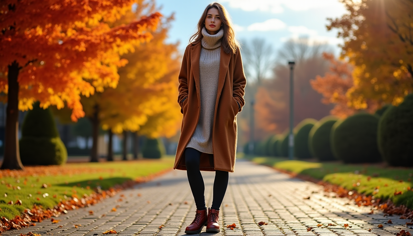 Illustration : ntalon en laine, robe pull oversize, manteau long — réinventez votre style avec des sabots élégants et confortables