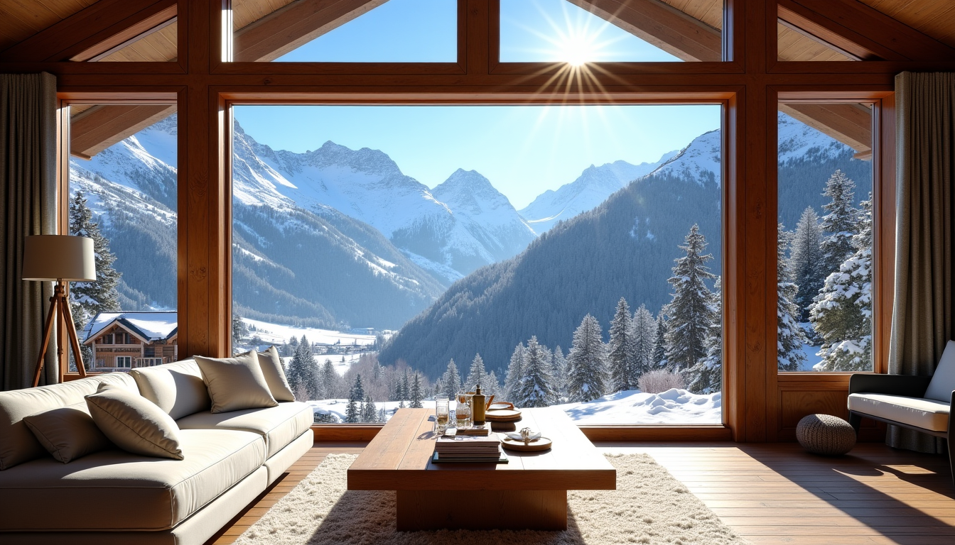 Illustration : tableau vivant où chaque fenêtre encadre une œuvre — immobilier de luxe à morzine : zoom sur les prestations les plus recherchées