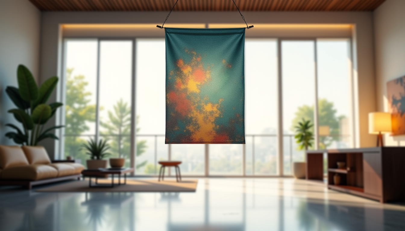 Illustration : cette solidit&eacute; assure une visibilit&eacute; constante de votre &mdash; am&eacute;nagement d'espace : pourquoi le kakemono suspendu est l'atout secret des showrooms