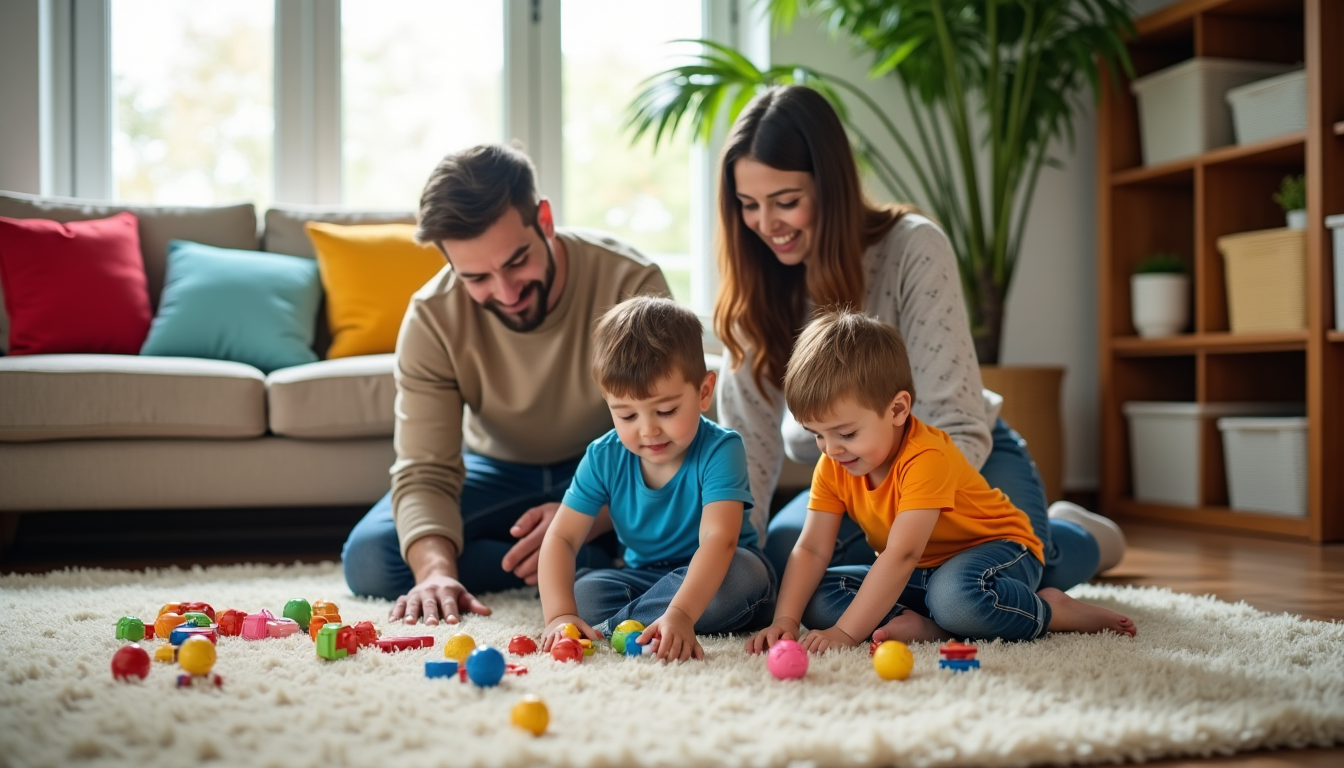 Illustration : les enfants accumulent rapidement des objets. prenez l'habitude — organiser son quotidien avec des enfants