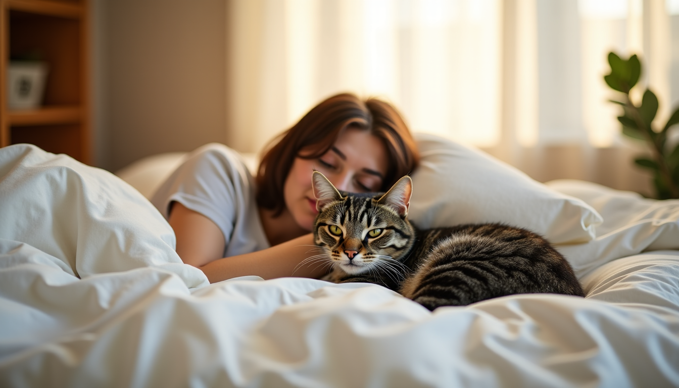 Illustration : même les moments de repos et de sommeil — renforcer la relation entre un chat et son propriétaire ?