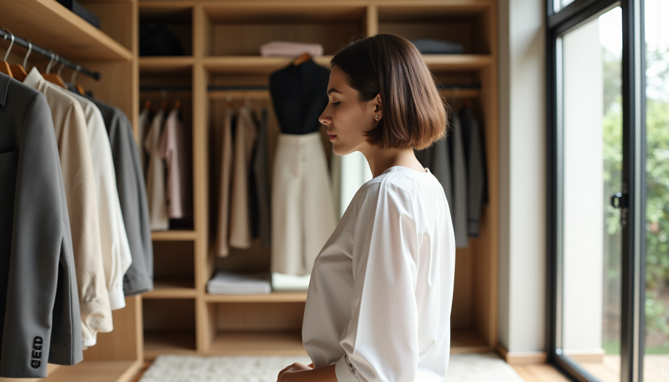 Illustration : table espace de style personnel. un dressing bien — simplifier son dressing tout en gagnant en élégance ?