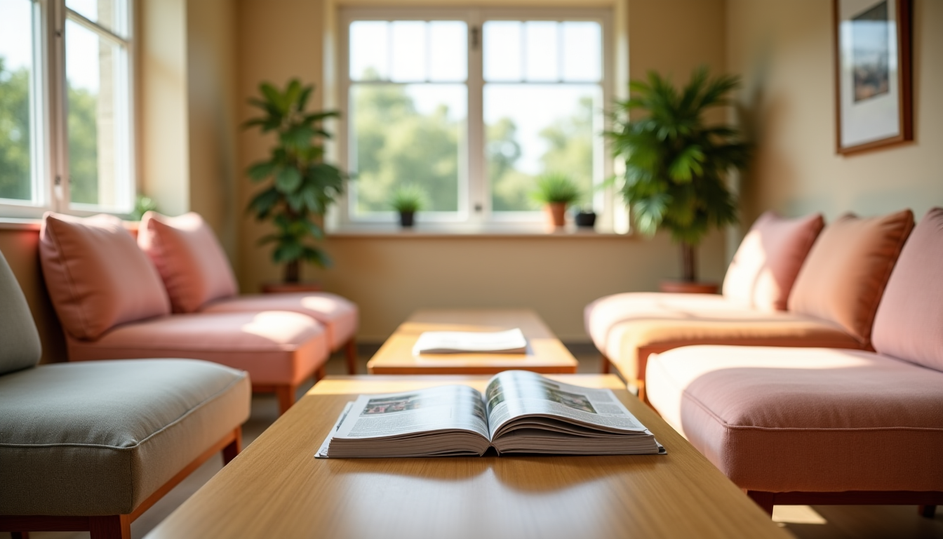 Illustration : ainsi, l'aménagement d'une salle d'attente ne se limite — magazines en salle d'attente : une pause douce pour calmer l'anxiété médicale