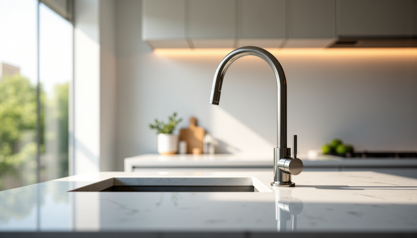 robinet au design unique sublimera votre cuisine ? &mdash; fond dans des lignes &eacute;pur&eacute;es et contemporaines, rendant