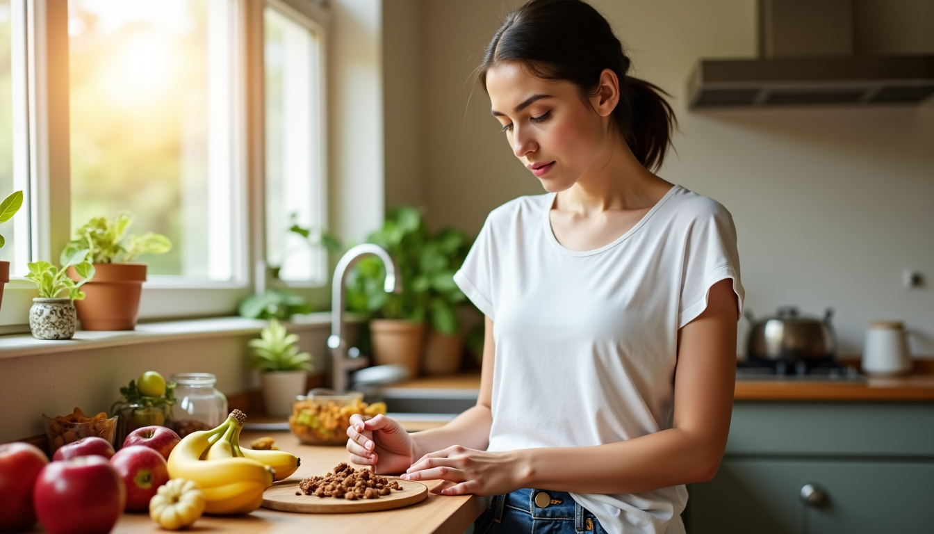Illustration : "notre corps est un écosystème délicat. chaque aliment — alimentation et fatigue : ces aliments qui vous épuisent sans le savoir