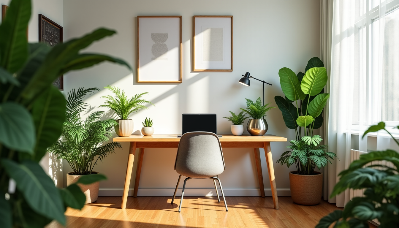Illustration : les plantes sont de véritables alliées pour votre — décorer votre bureau à la maison ?