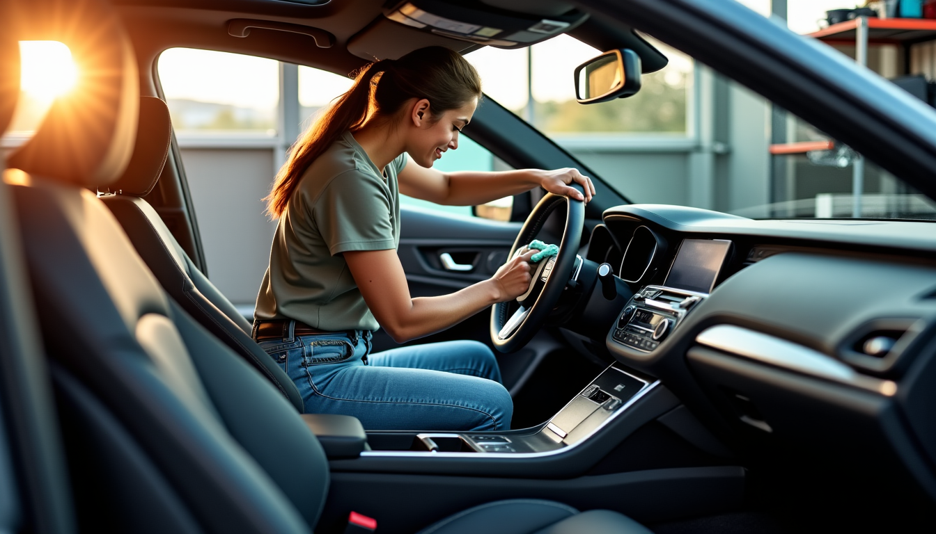 Illustration : la désinfection des surfaces fréquemment touchées, comme le — 5 astuces pour entretenir votre voiture efficacement