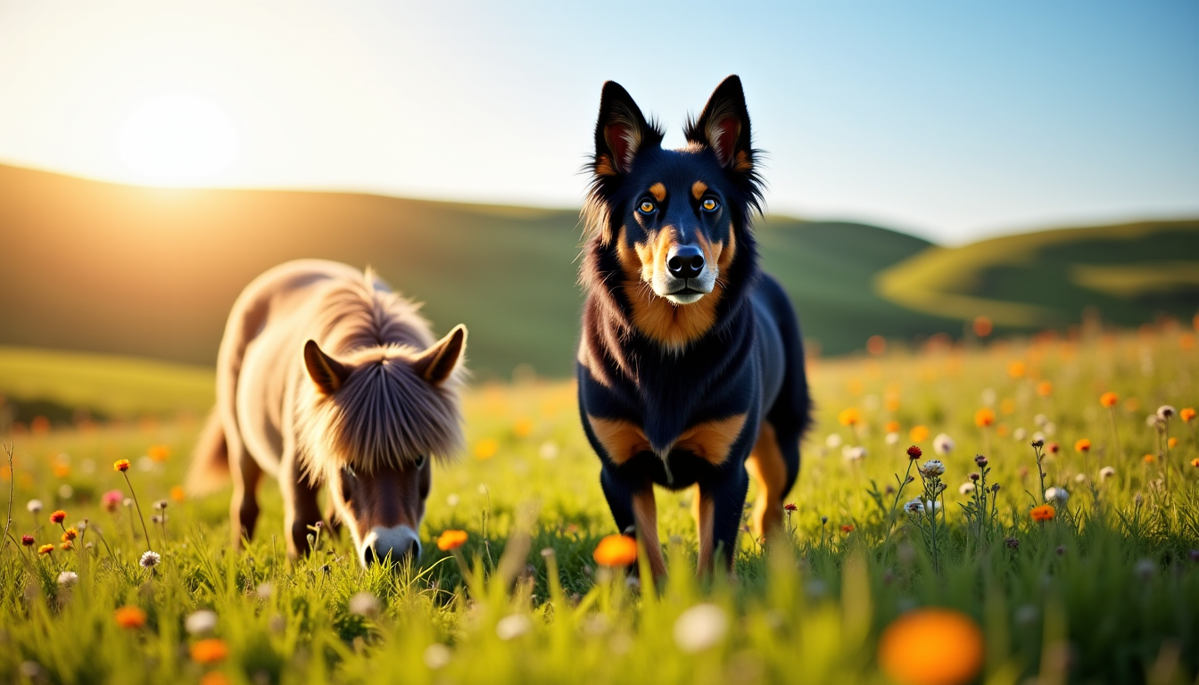 Illustration : vant les rencontres peut aider à canaliser son — beauceron et poney shetland : cohabitation possible ou risquée ?