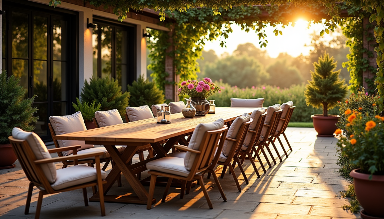 aménager une terrasse pour les grandes tablées ? — autour de la table, les chaises doivent être