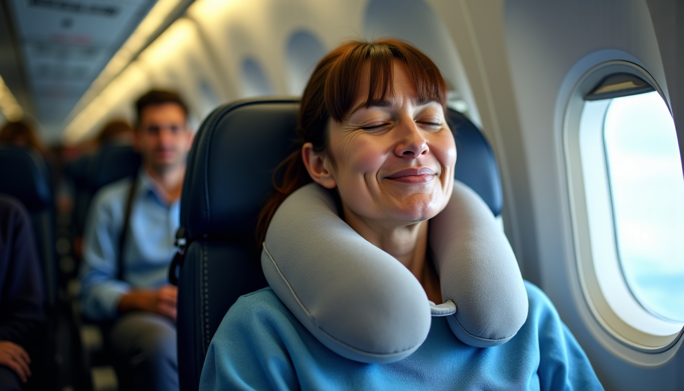 Illustration : un coussin de nuque de bonne qualité fait — secrets de voyage pour un bien-être optimal en déplacement