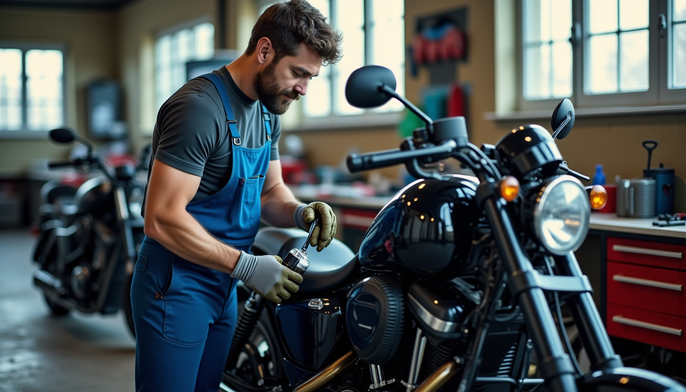 Illustration : la vidange d'huile, accompagnée du remplacement du filtre — techniques et astuces : entretenir sa moto efficacement