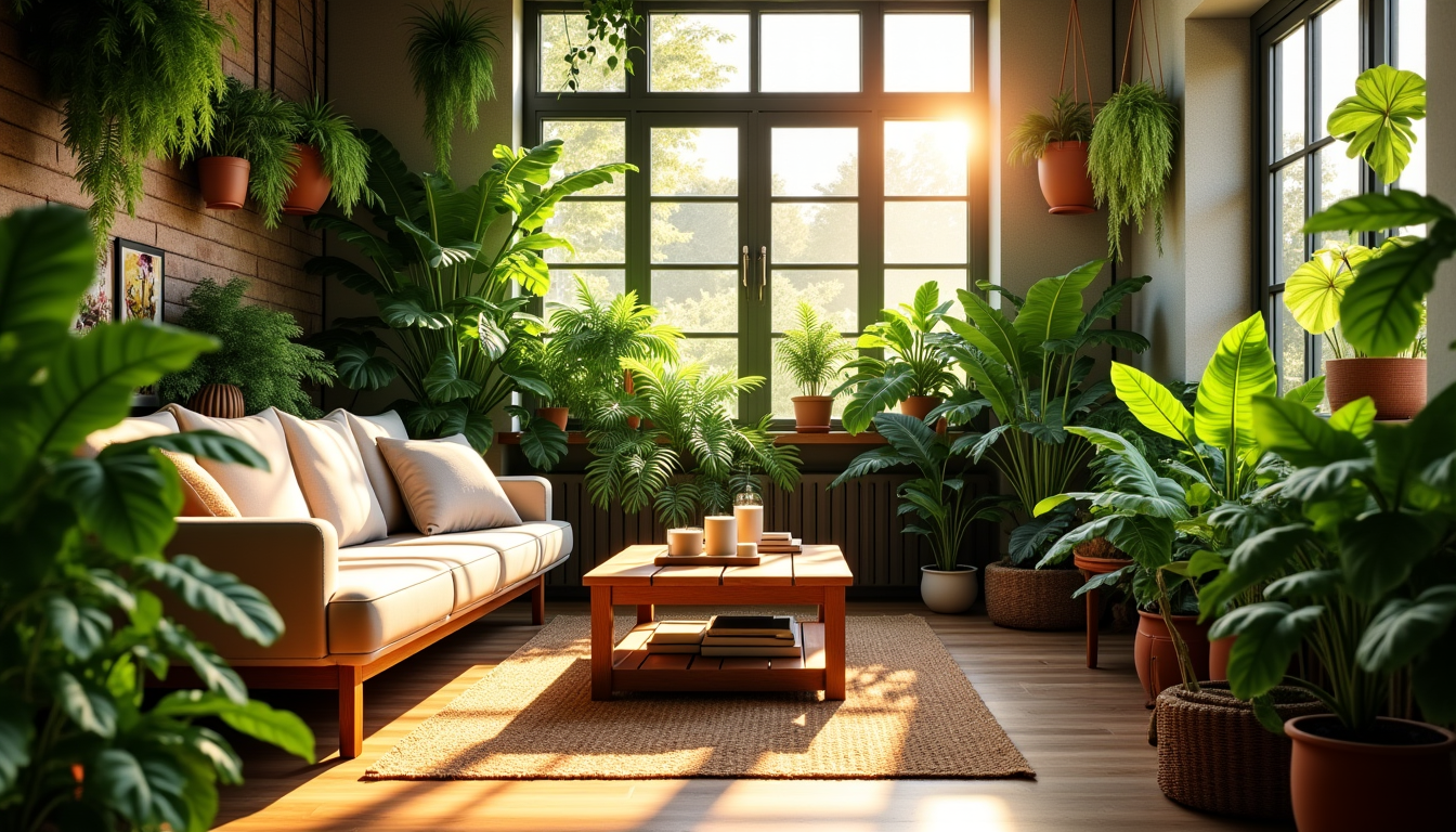 Illustration : « l'intégration des plantes dans nos intérieurs n'est — créez un espace unique avec des éléments naturels