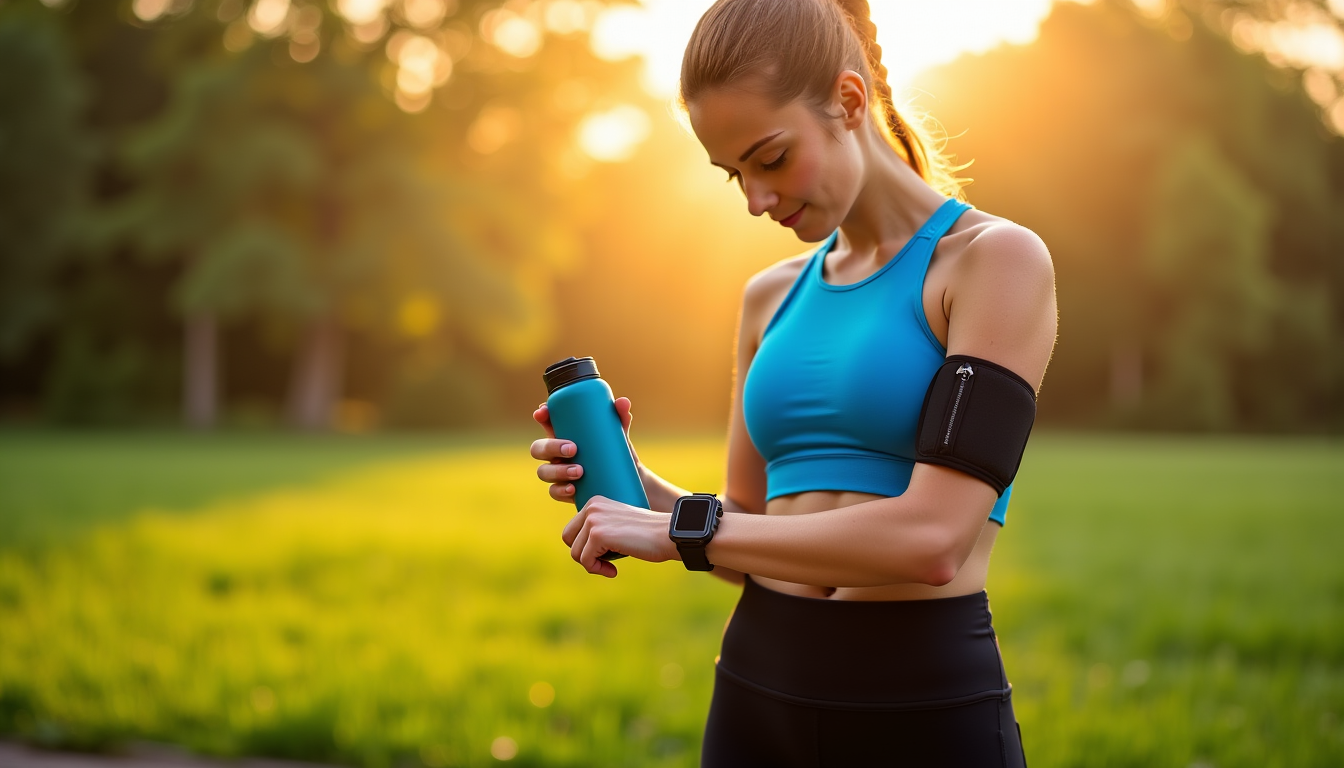 Illustration : d'autres accessoires comme une montre gps, un brassard — préparer son corps avant de débuter la course à pied ?