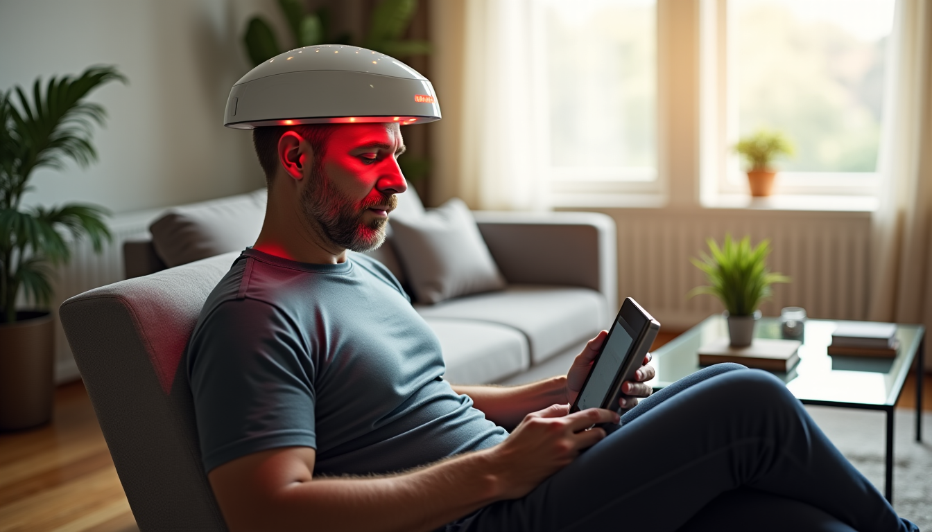 Illustration : la technologie sous-jacente reste la lllt, mais la — casque laser anti-chute : comment ça marche vraiment pour la repousse ?