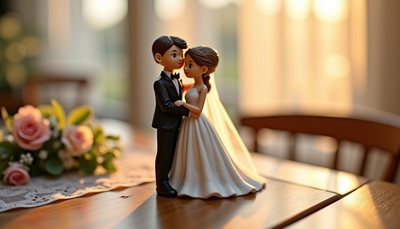 figurines de mariage sur mesure : immortalisez votre couple avec élégance — les matériaux utilisés varient également, offrant différentes textures