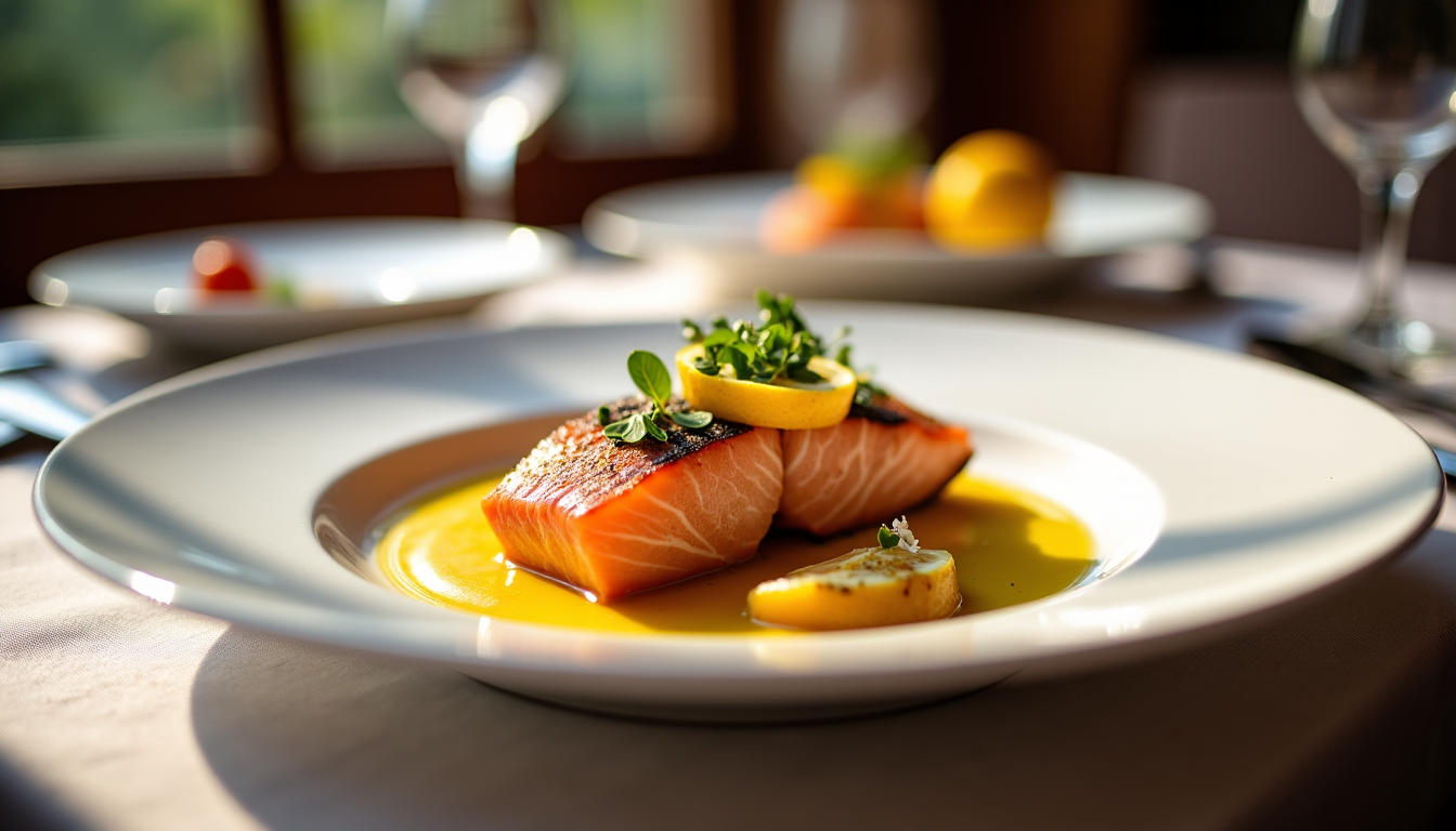 Illustration : la présentation est un aspect fondamental de la — recette détaillée d’un saumon sauce citronnée façon restaurant gastronomique