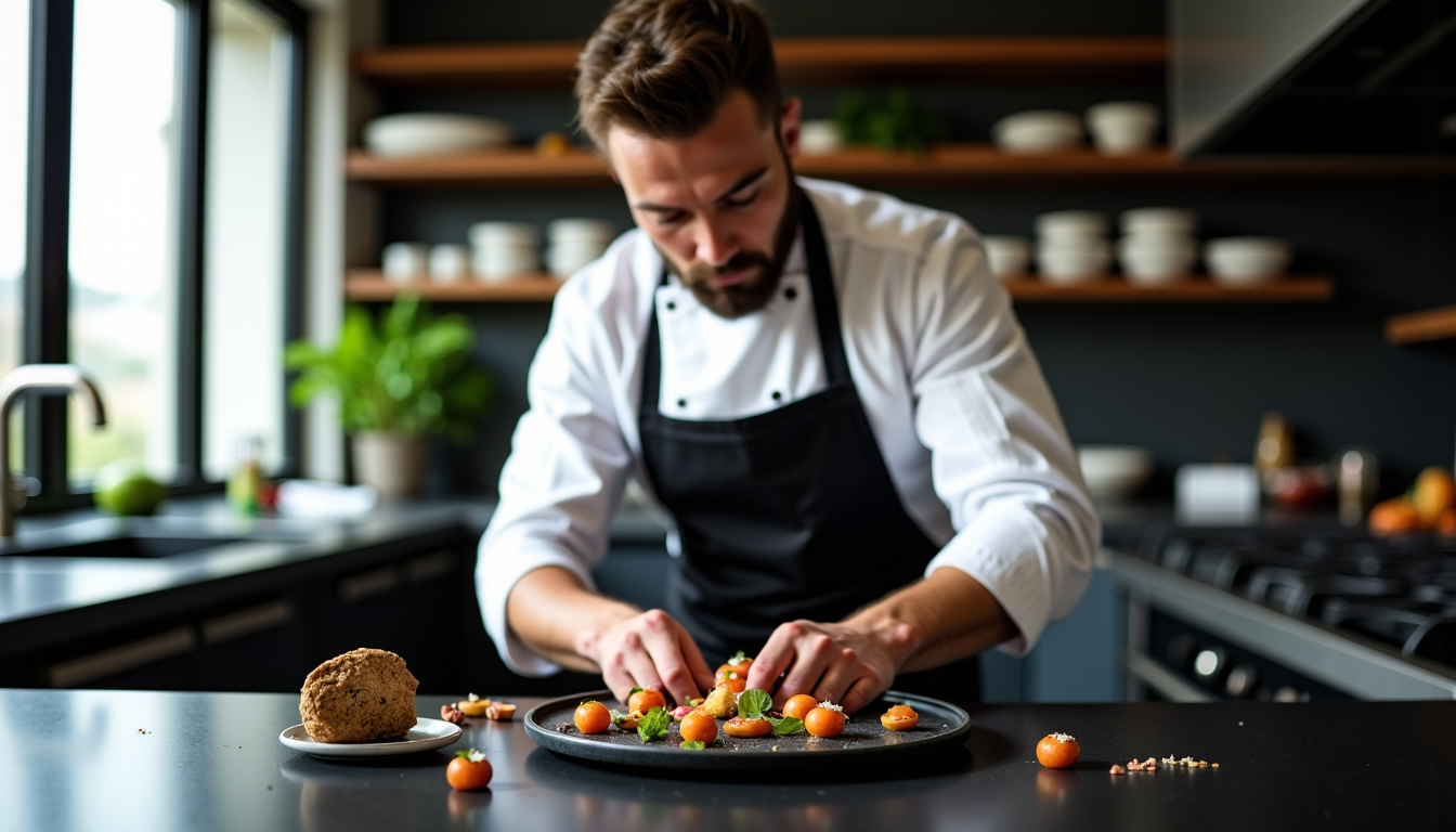 Illustration : inconce : apporte une touche moderne et ludique, — techniques de dressage utilisées par les chefs pour sublimer un plat simple