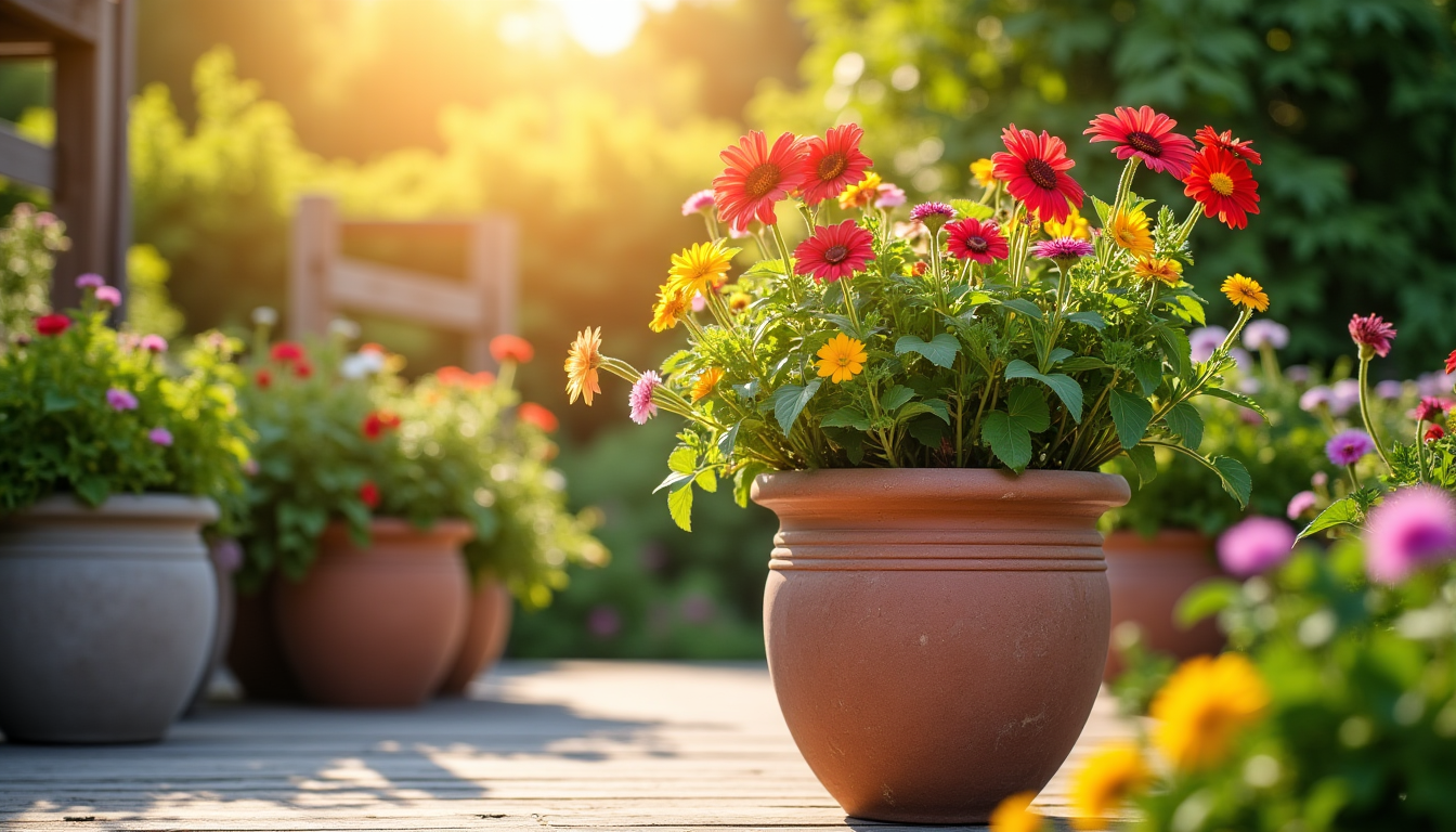 Illustration : rugosité de la terre cuite, de la brillance — choisir un grand pot de fleurs xxl pour sublimer son jardin ou sa terrasse ?