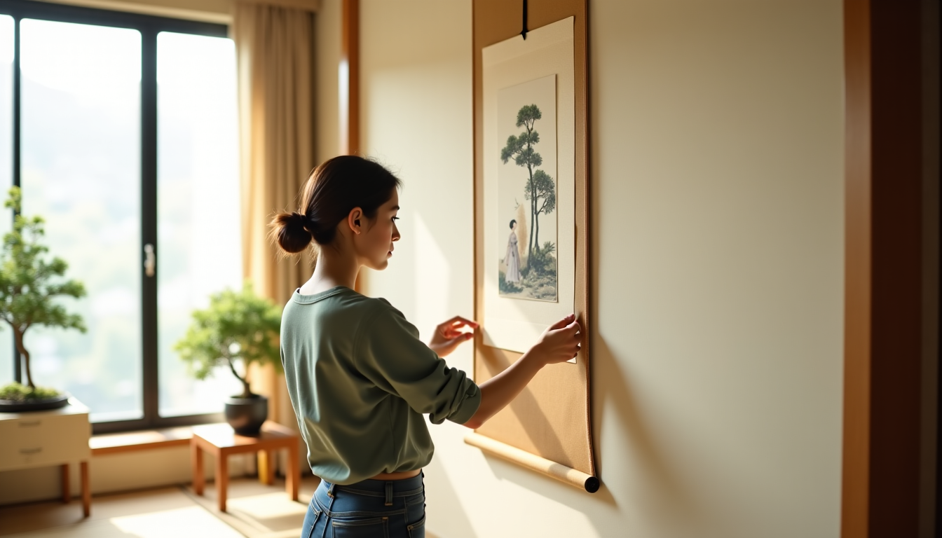 Illustration : lafond. ajustez la longueur pour que le kakemono — installer et fixer votre kakemono suspendu ? le guide complet