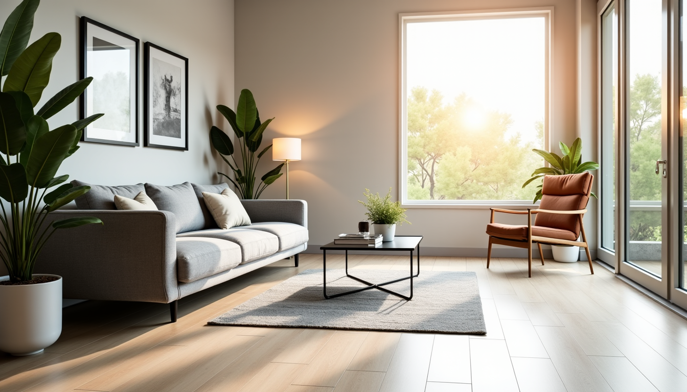 techniques pour décorer un salon petit sans l’encombrer — enfin, l'uniformité des couleurs au sol contribue aussi