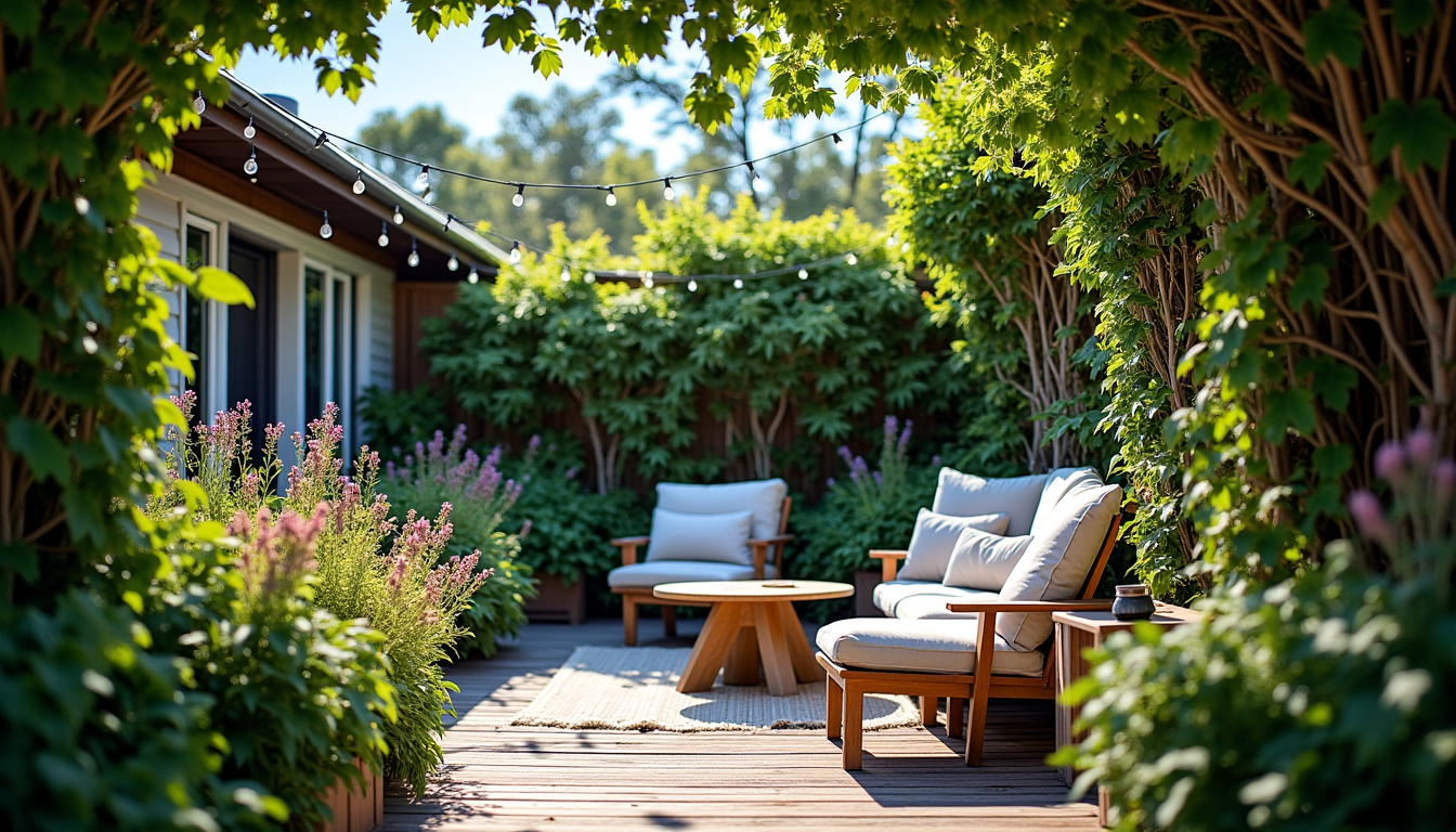 Illustration : l'éclairage et les plantes sont des éléments magiques — réussir un coin détente dans son jardin sans engager de gros travaux