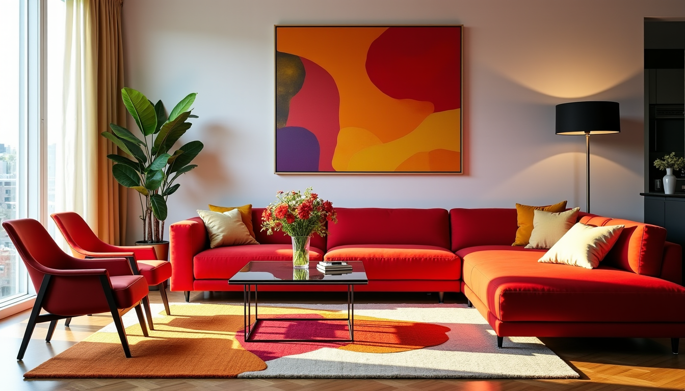 élevez votre style et votre intérieur en harmonie parfaite — le moderne avec des couleurs vives et un