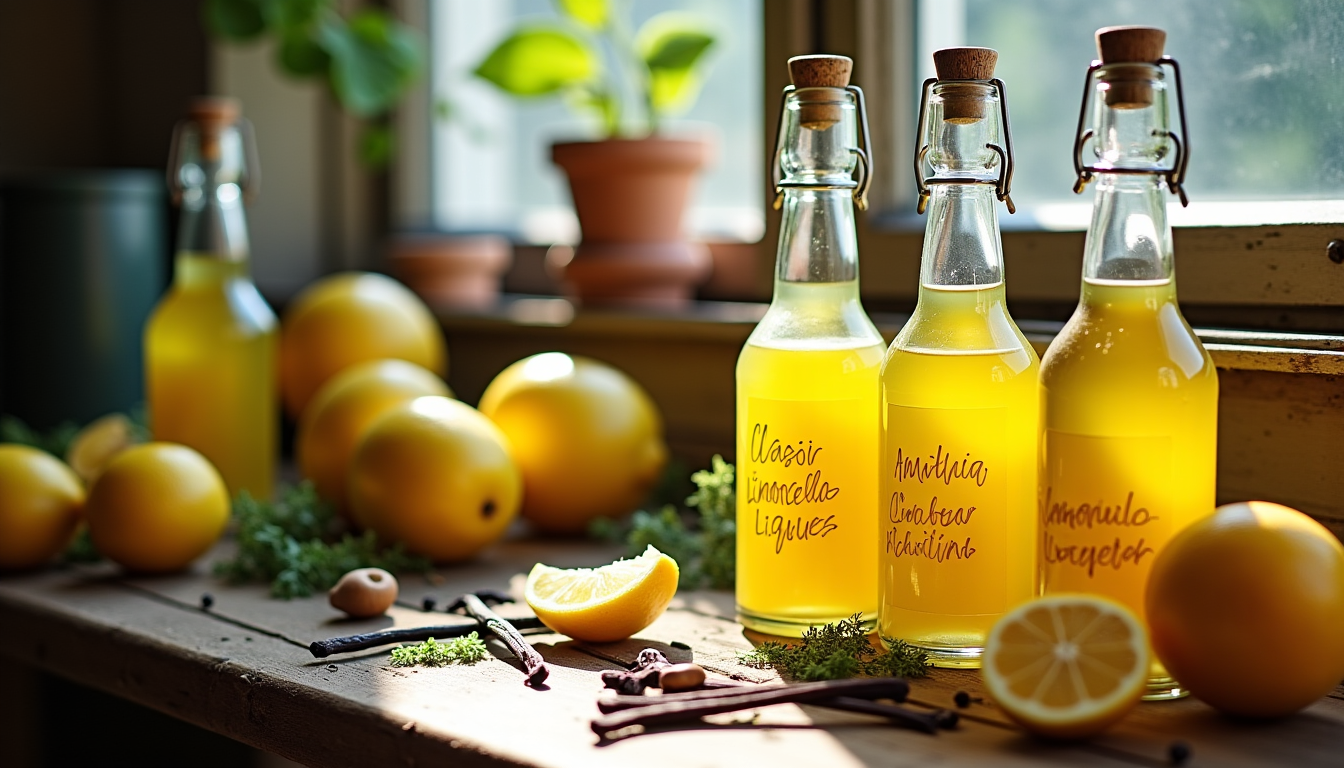 liqueur maison : une idée de cadeau artisanal et personnalisé pour les fêtes — pensez aux combinaisons de saveurs. un limoncello classique
