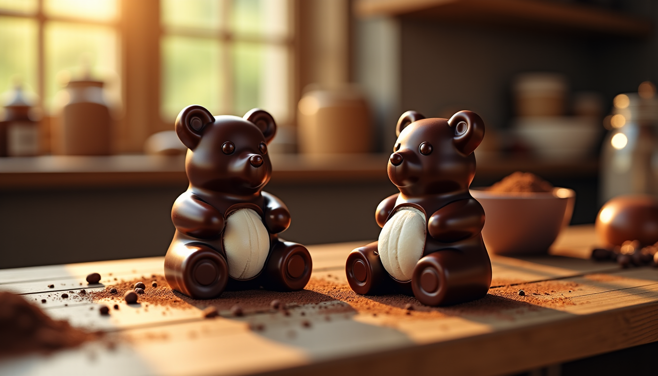 Illustration : la qualité du chocolat est fondamentale. pour un — faire des nounours au chocolat et guimauve au cœur coulant ?