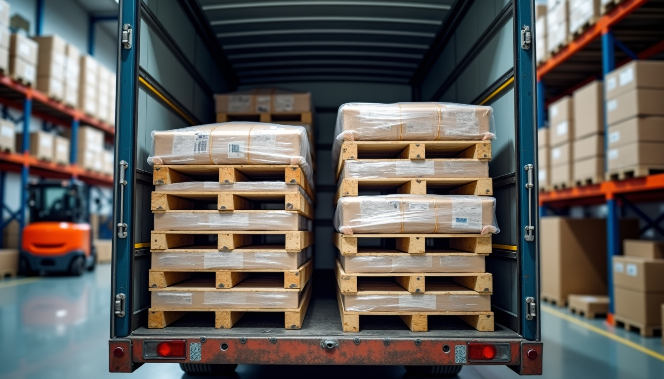 Illustration : ver le meilleur agencement, en tenant compte du — combien de palettes dans un camion ?