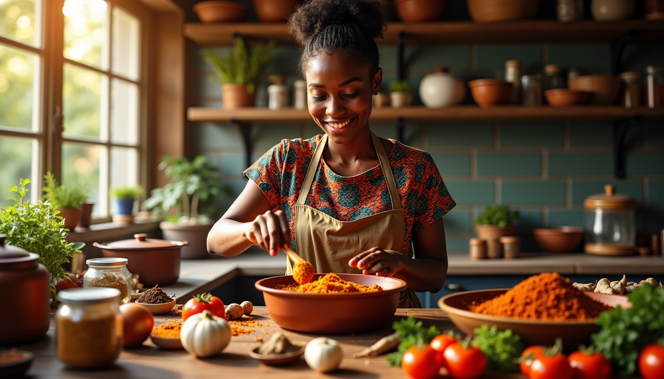 bases pour réussir des sauces africaines riches et parfumées — l'art de doser ces épices est essentiel. trop