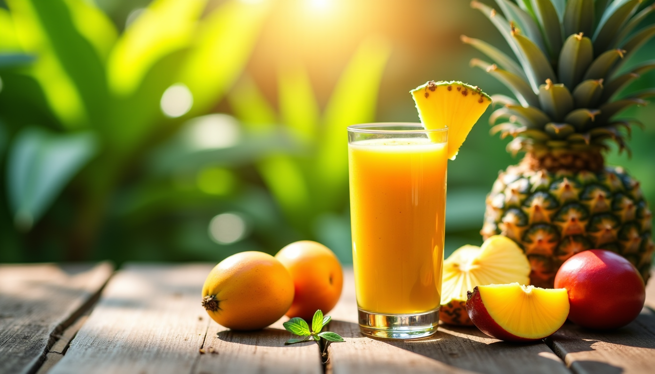 recette de smoothie énergisant à base de fruits tropicaux frais — nsation de satiété. ces fruits travaillent en synergie