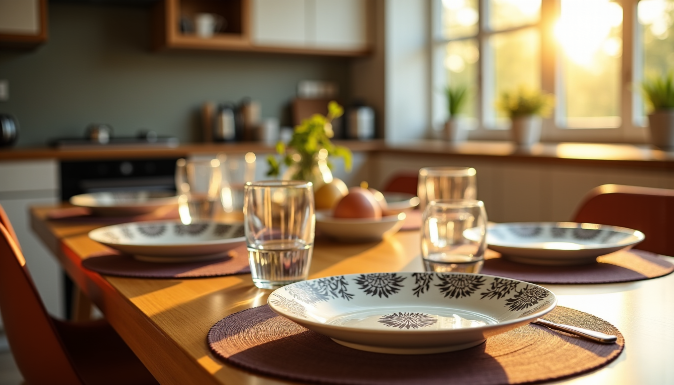 Illustration : un autre aspect souvent négligé est la vaisselle. — 6 astuces pour sublimer votre cuisine maison