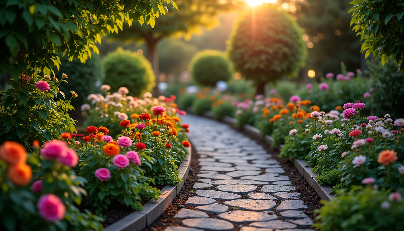 Illustration : délimiter les allées et les massifs éclairage doux — secrets d'un jardin enchanteur : astuces de décoration intemporelles