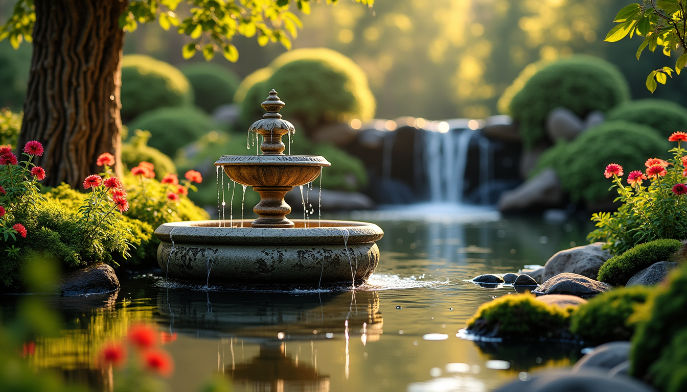secrets d'un jardin enchanteur : astuces de décoration intemporelles — l'eau, qu'elle soit sous forme de fontaine, de