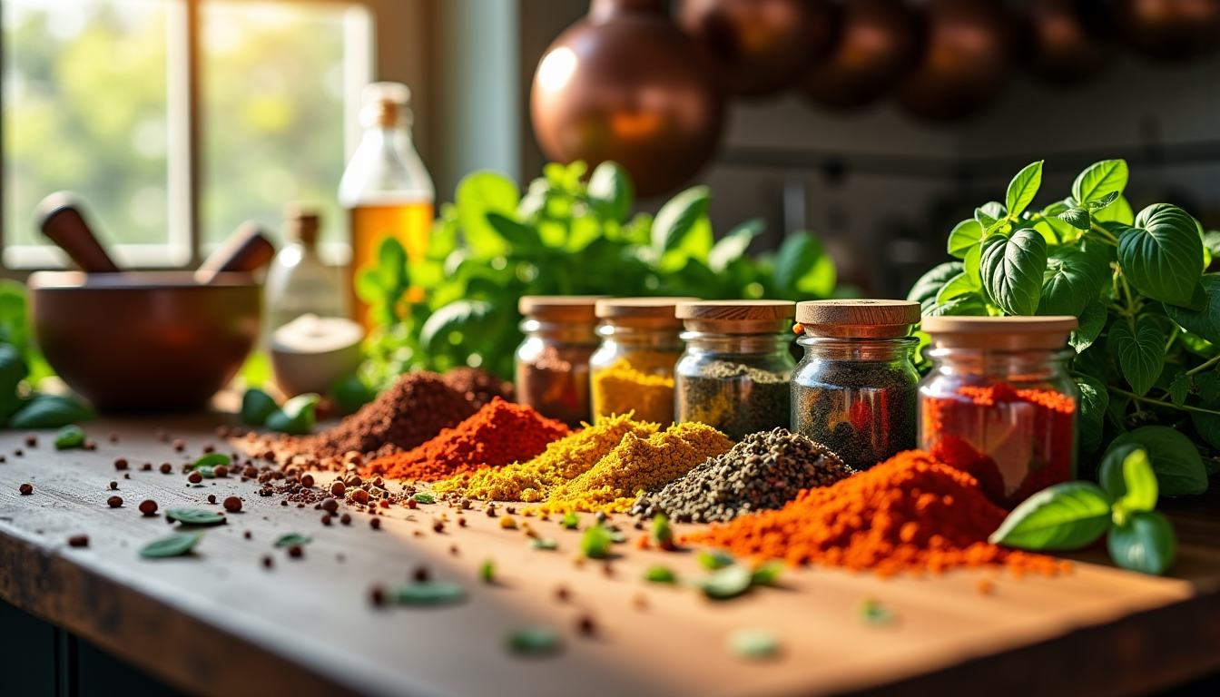 Illustration : les épices, les herbes aromatiques et les condiments — secrets pour réussir vos plats maison savoureux