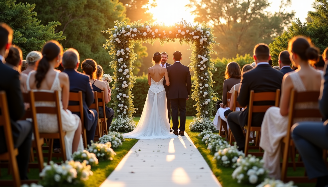 apportez une touche d'élégance à votre mariage — pas besoin d'être surchargé de décorations, sa beauté